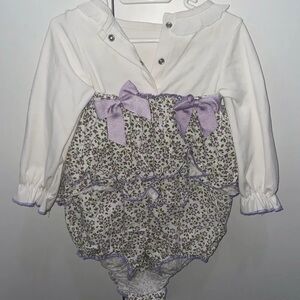 Charming Floral Kids Bodysuit with Purple Accents